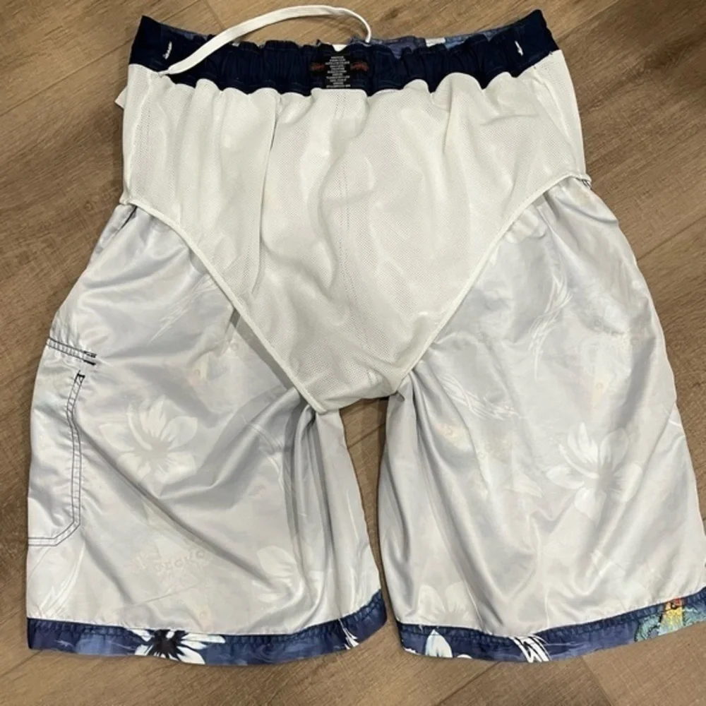 Vintage Gecko Dragon Floral Surf Board Hawaii‎ Shorts All Over Print Men 32”